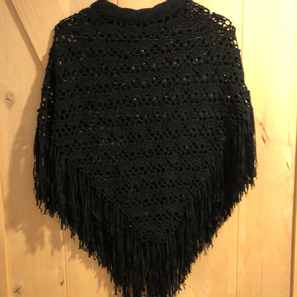 Black Vintage shawl (poncho)
